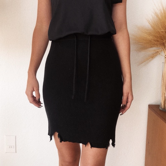 Dresses & Skirts - DISTRESSED RIBBED HIGH WAISTED SKIRT